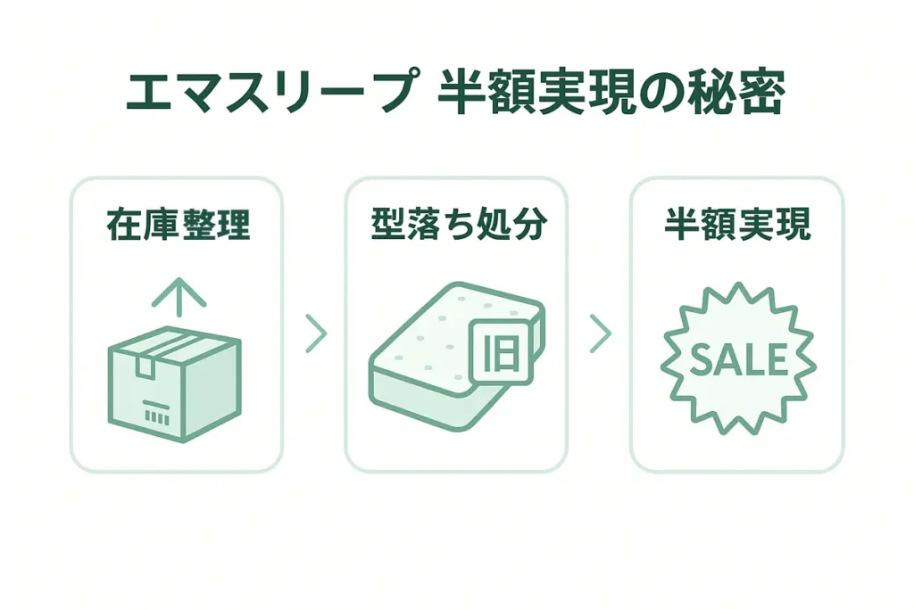 エマスリープ半額実現の秘密:在庫整理&型落ちモデルの戦略