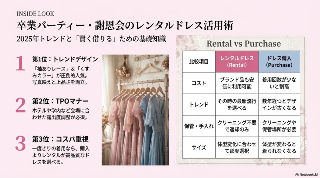 卒業パーティー・謝恩会のレンタルドレス人気ランキング！初めてでも安心な選び方のポイント