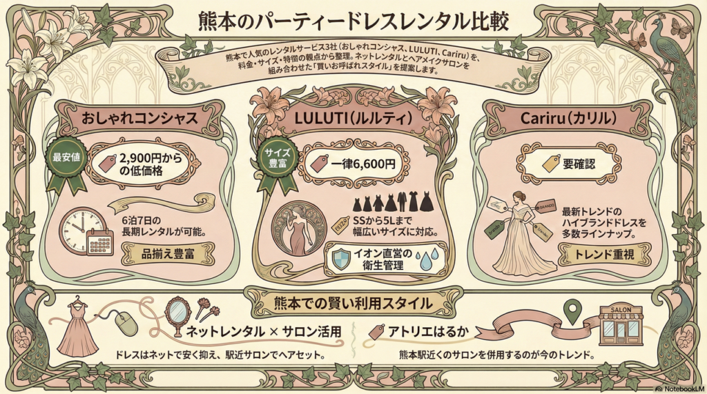 熊本で人気のパーティードレスレンタルサービス比較