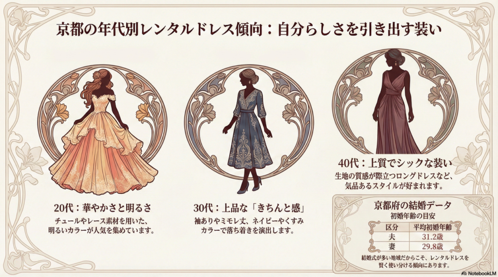 【20代・30代・40代】年代別に選ぶ京都で人気のレンタルドレス傾向