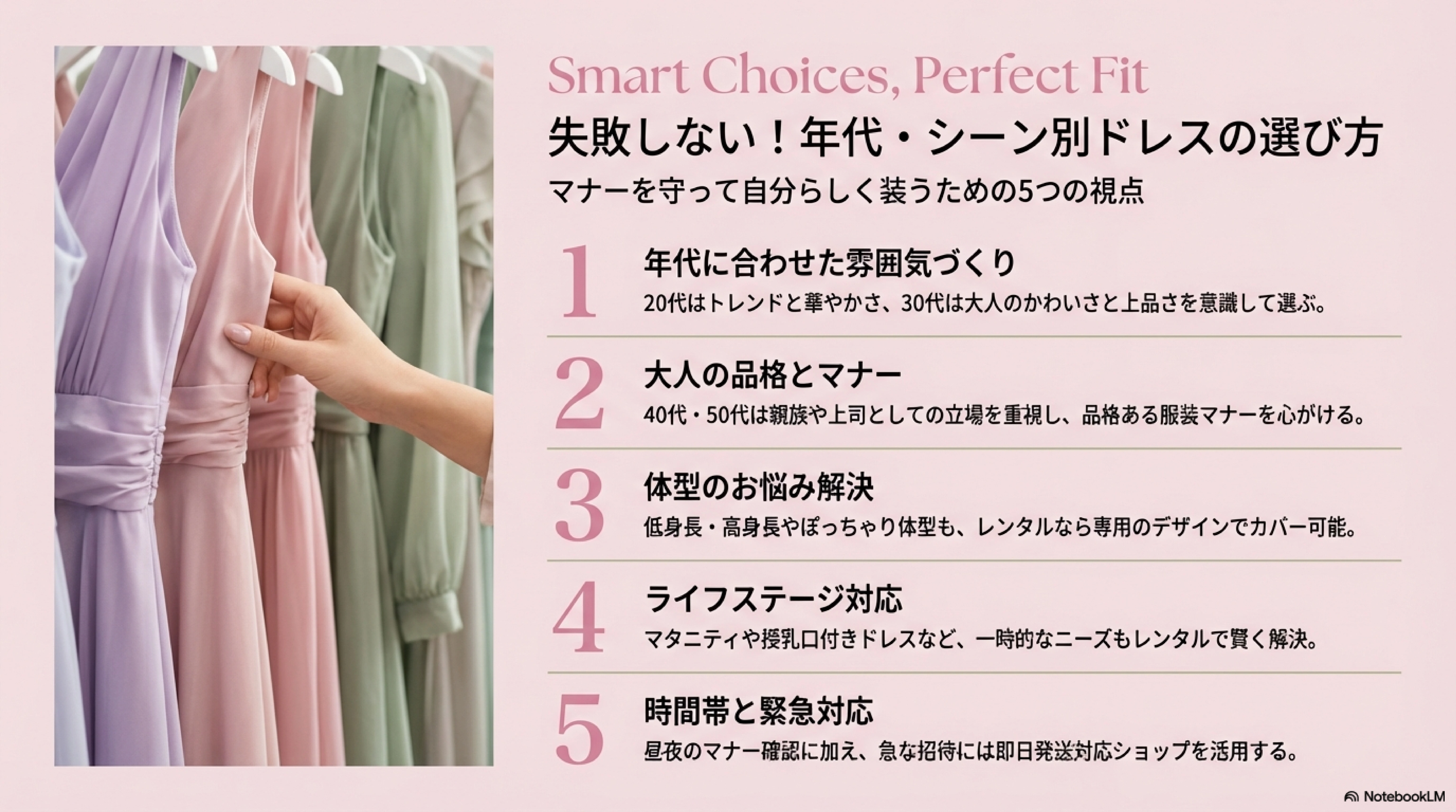 年代・シーン別!賢いドレス選びの秘訣