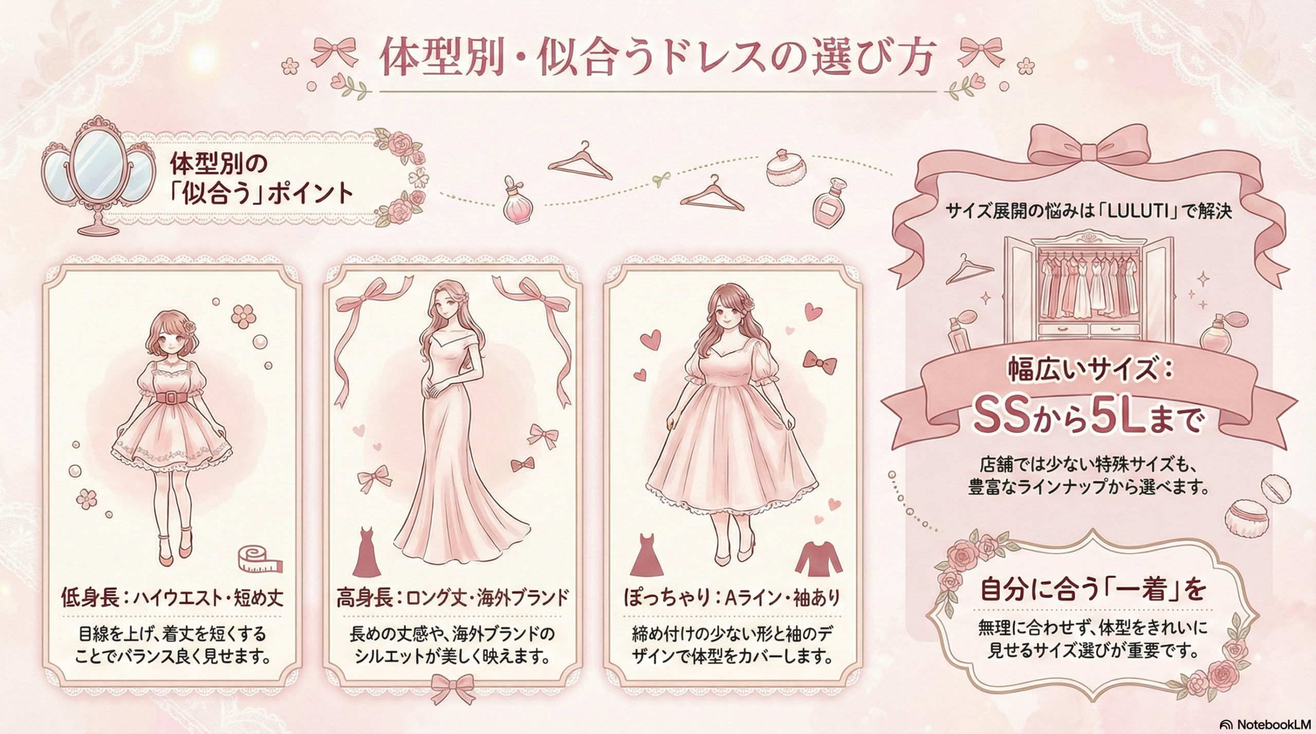 低身長・高身長やぽっちゃり体型をカバーするドレス