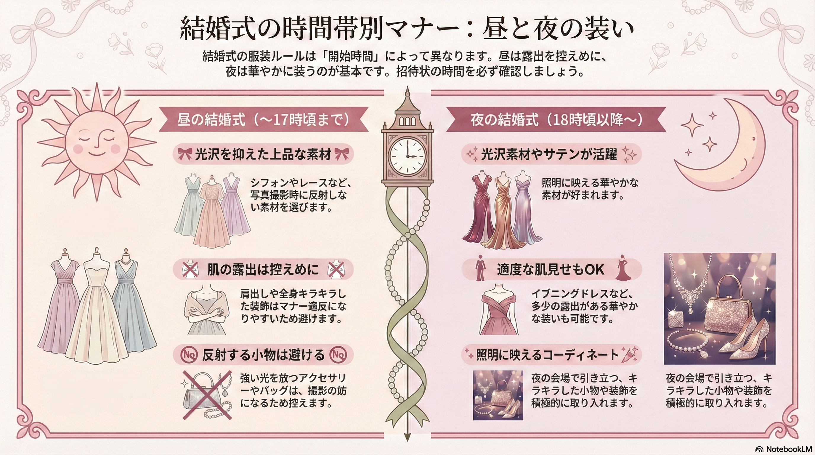 結婚式の時間帯(昼・夜)によるマナーとNG服装