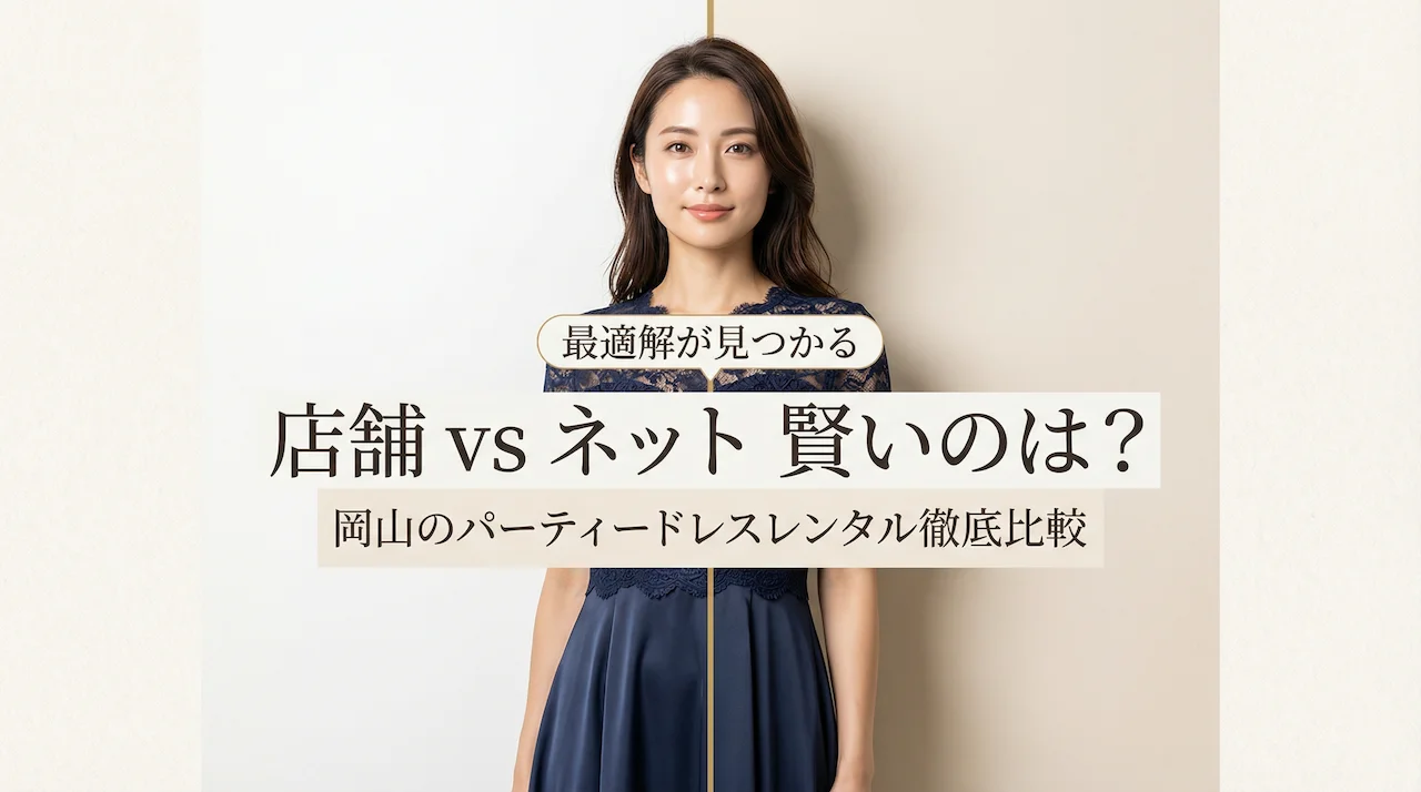 比べて分かる岡山のパーティードレスレンタル。店舗試着とネット予約の賢い選び方