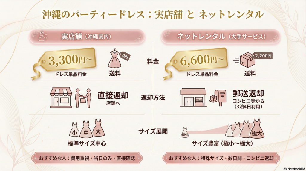 【比較表】沖縄県内の実店舗 vs 人気ネットレンタルサービスの料金・送料・返却方法