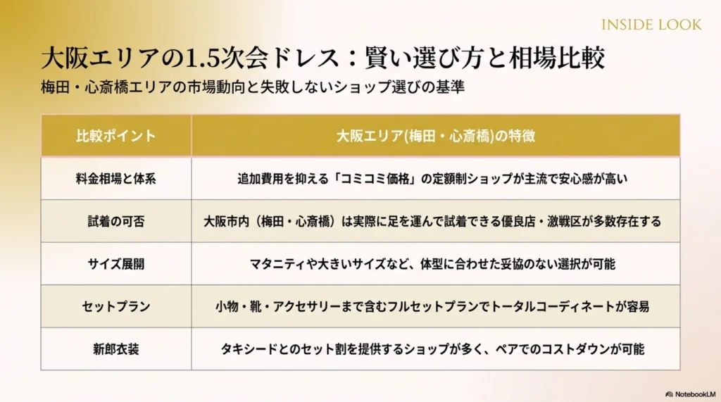 【試着OK】大阪で人気の1.5次会ドレスレンタルショップと費用相場を徹底解説