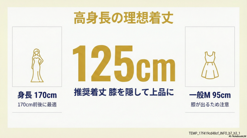 膝が隠れる総丈の目安：170cm前後なら「125cm以上」を基準にする