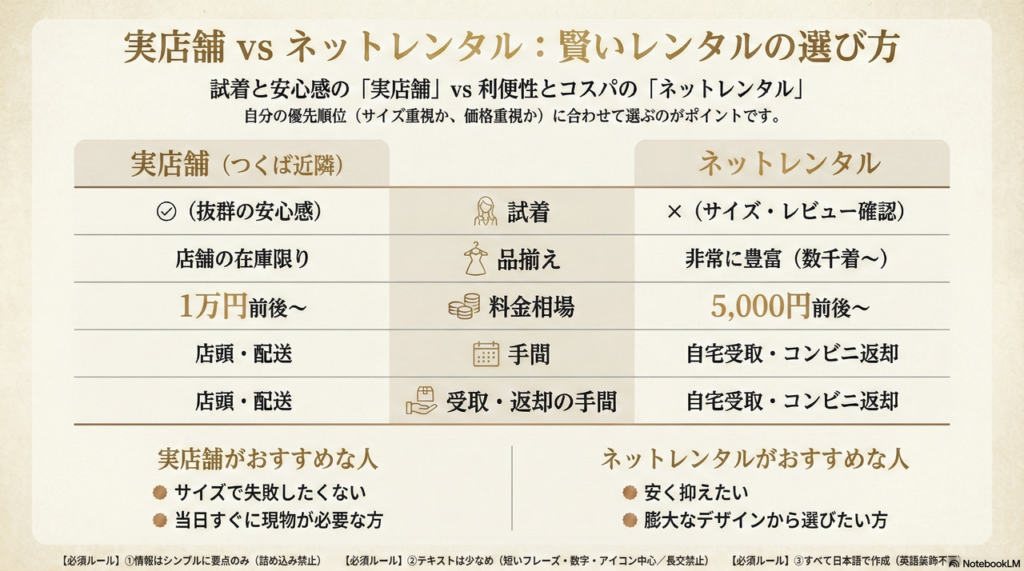 実店舗とネットレンタルはどっちがおすすめ?料金と手間の比較表