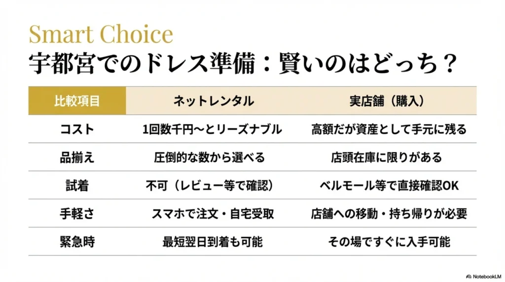 宇都宮でのパーティードレス準備