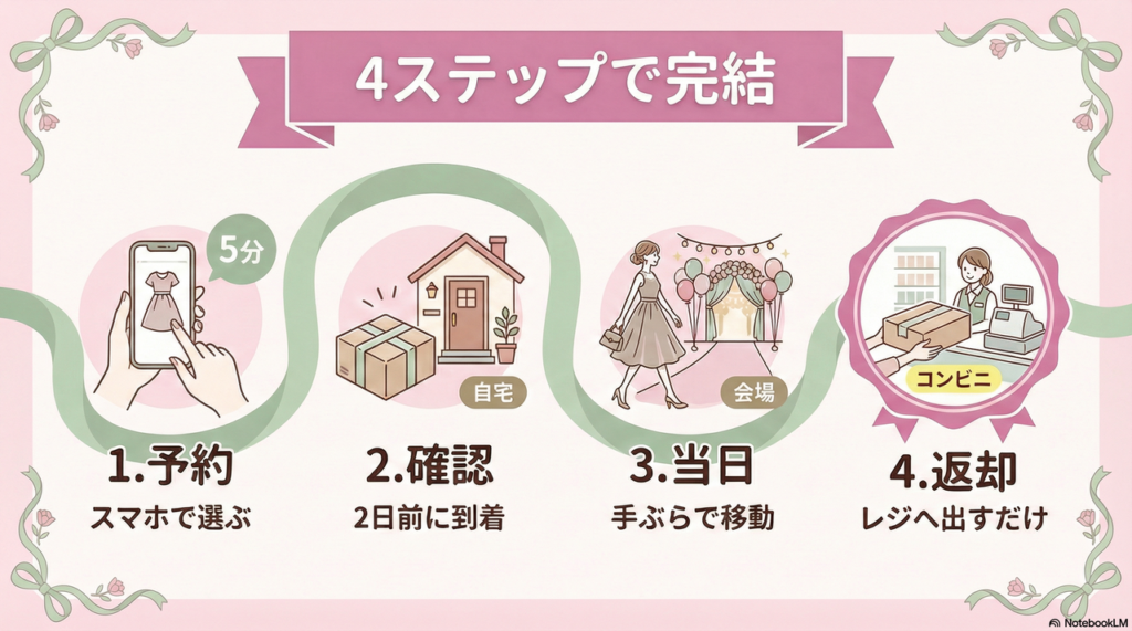 スマホで5分！予約から当日利用・返却までの具体的な4ステップ