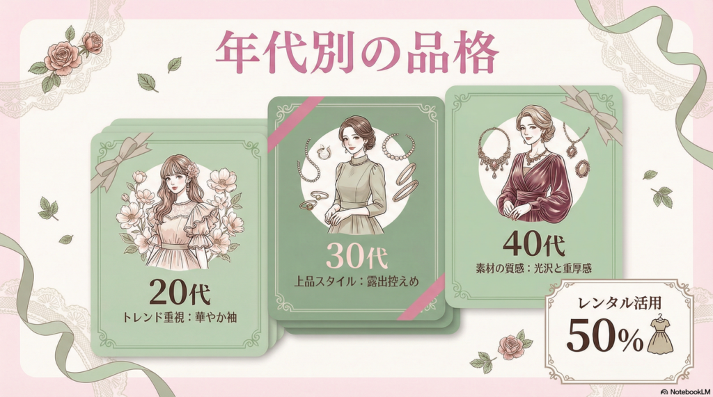 【20代・30代・40代】年代にふさわしい「品格」と「華やかさ」の黄金比